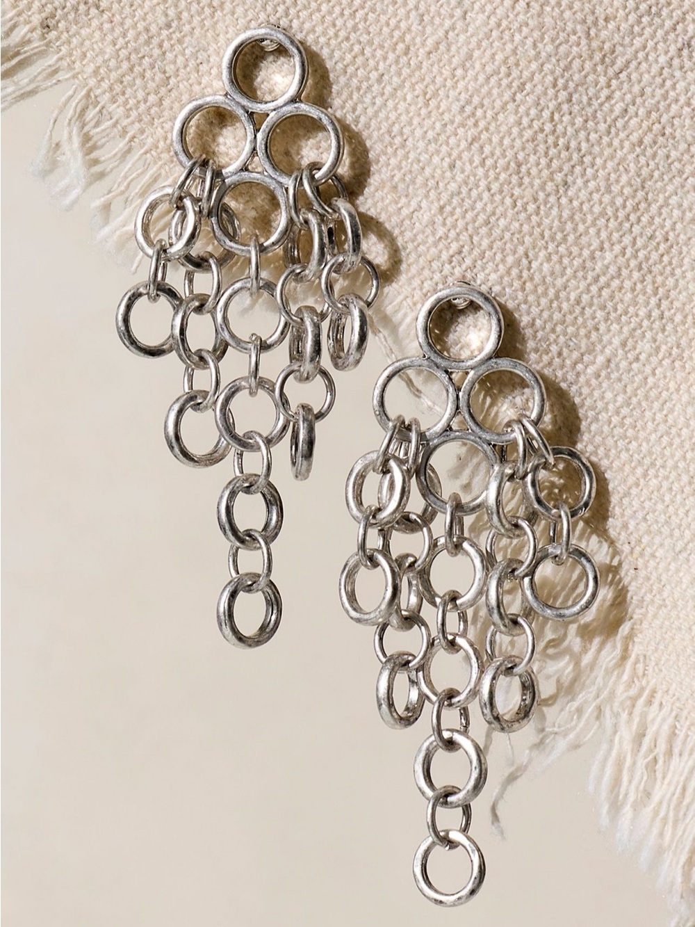 Free People Silver Cascading Ring Dangle Earrings